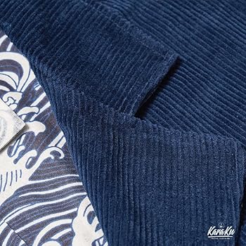 Amazon | [karaku] 裏和柄・沖浪裏 藍染コーデュロイフレンチ